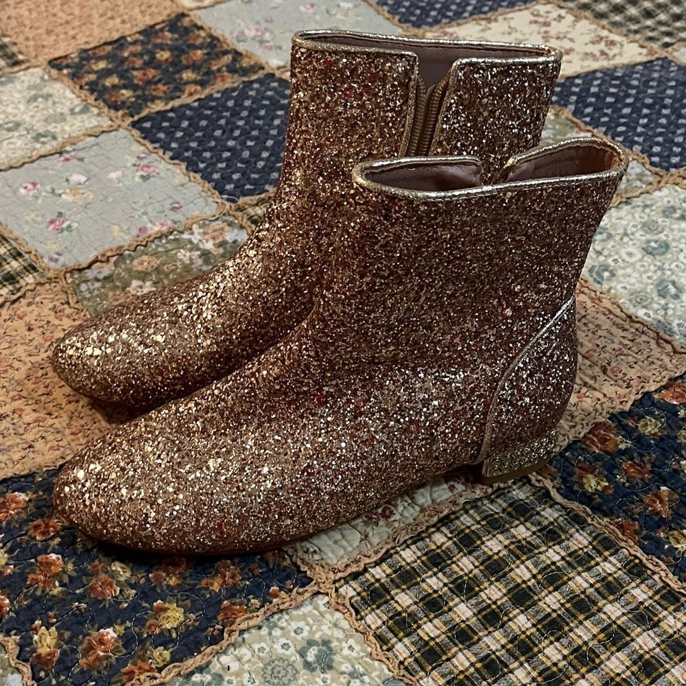 Mavmax gold glitter ankle boots